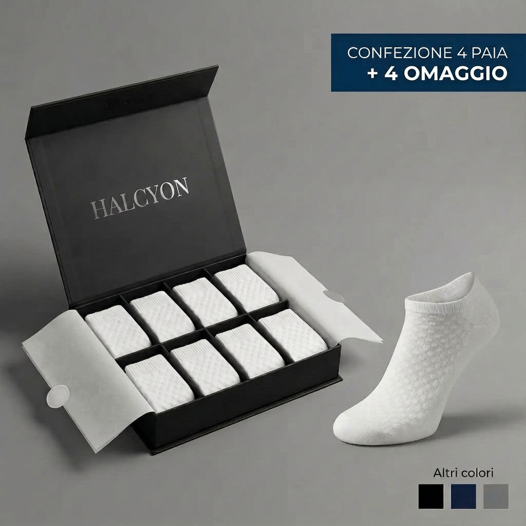CALZINI HALCYON A POLPA CORTA IN FIBRA DI BAMBÙ PREMIUM